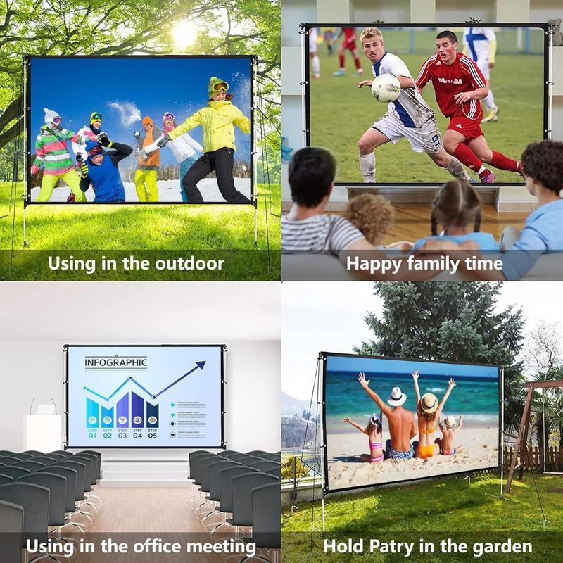 Projector Screen with Stand 120 Inch Foldable Portable Movie Screen 169 HD 4K Double Sided Projection Movies Screen with Carry Bag for Indoor Outdoor Home Theater Backyard Cinema Travel