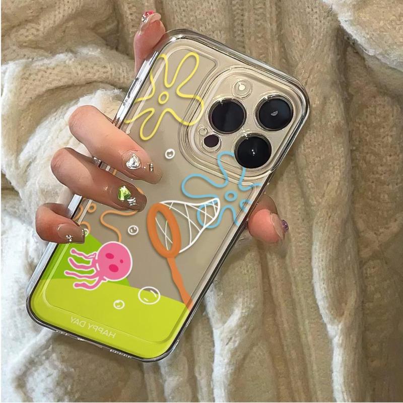 Cute Cartoon Pattern Clear Phone Case Compatible with iPhone 13 Pro Max iPhone 15 Pro iPhone 14 Pro Max, 1 Count Full Body Shockproof Phone Protective Cover for Fall Gift, Fashion Phone Accessories for iPhone 16 Series