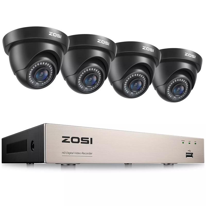 ZOSI 3K Lite 8CH H.265+ Home Security Camera System with AI Human Vehicle Detection,Night Vision,5MP Lite 8 Channel CCTV DVR,4pcs 1080P 1920TVL 2MP Outdoor Indoor Surveillance Dome Cameras (No HDD)Car camera