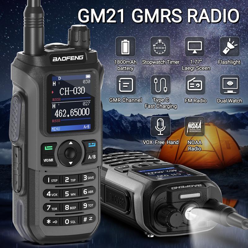 2Pack BAOFENG Long Range Two Way Radio for Adults GM21 GMRS Handheld GMRS Repeater Capable Long Range Walkie Talkie For Travel