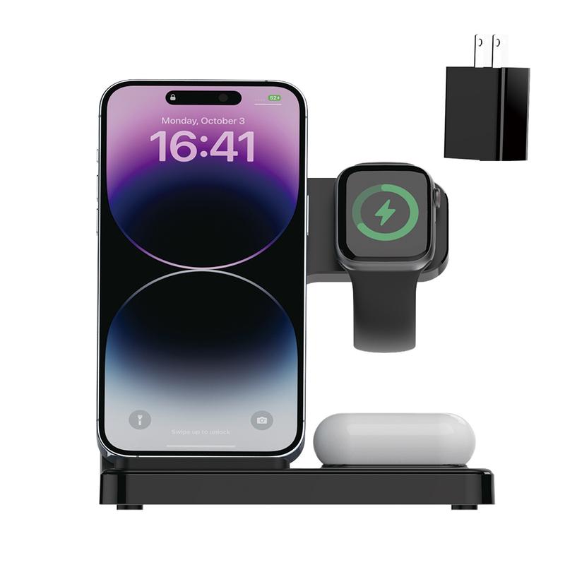 GY-Z5G 3 in 1 Wireless Charging Station, Fast Wireless Charger Standfor iPhone 15 14 13 12 11 Pro Max XS XR X 8 Plus,for Apple Watch 8 7 6 5 4 3 2 SE, forAirPods 3 2 Pro Cellphone Devices Smartphone Mobile Electronic