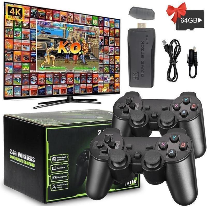 [2500+ sales]M8 PRO console -, 4K HD output, built-in 20000+ gaming 2.4g wireless controller (64G) Cable Hdmi port