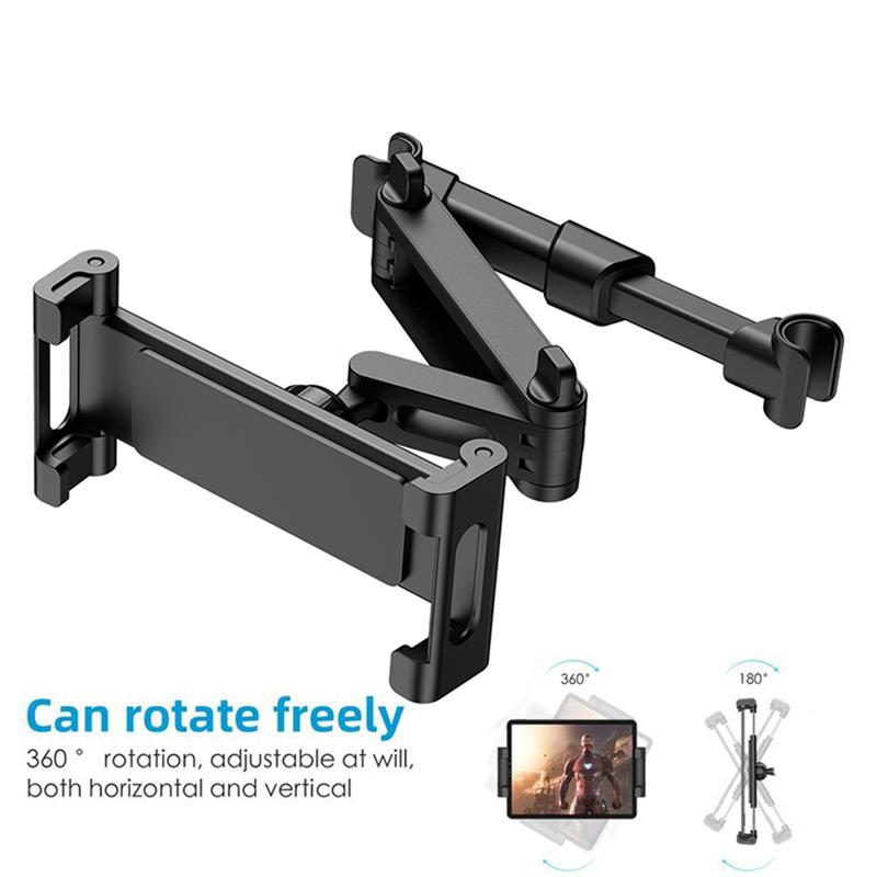 Car Headrest Tablet Stand, Headrest Back Seat Tablet Holder, 360° Rotation Adjustable Foldable, Car Back Seat Mount Phone Holder, Compitible with 5.5~10.2