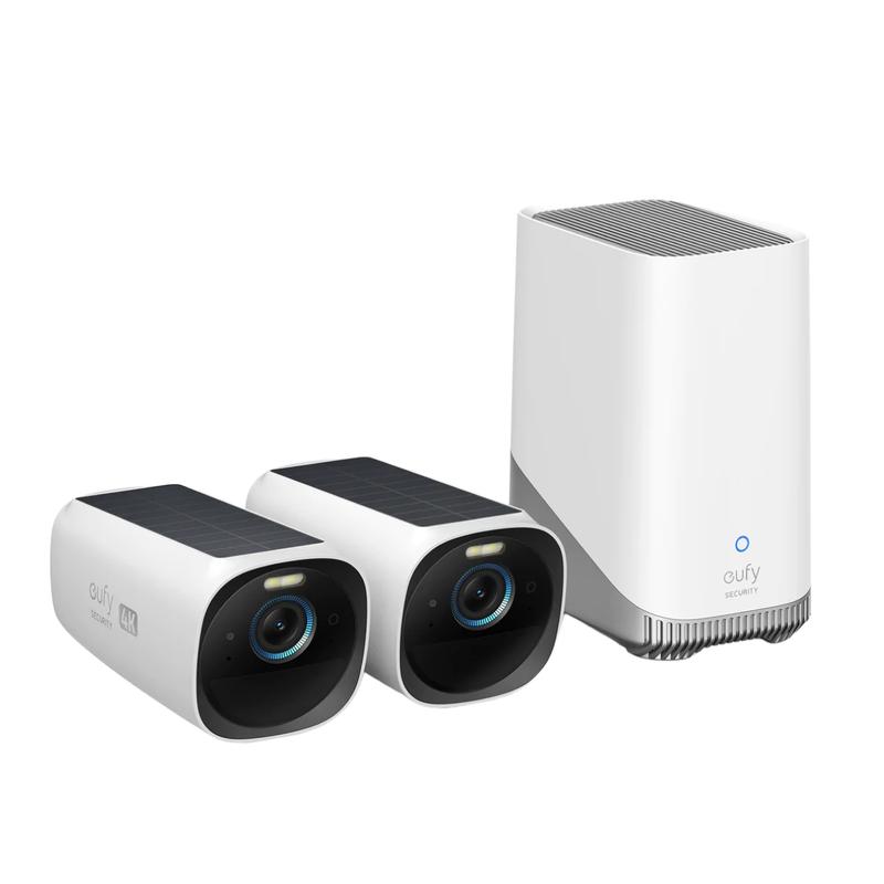 eufy Security eufyCam S330 (eufyCam 3) 2-Cam Kit, Security Camera Outdoor Wireless, 4K Camera with Solar Panel, Forever Power, Face Recognition AI, Expandable Local Storage, No Monthly Fee