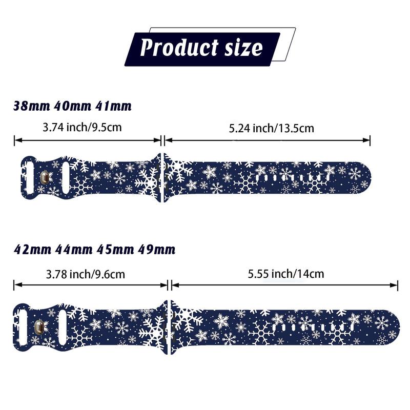 Snowflake & Plaid Pattern Watch Band, 1 Count Soft Silicone Watch Band for Women & Men, Wearable Accessories Compatible with iWatch Series