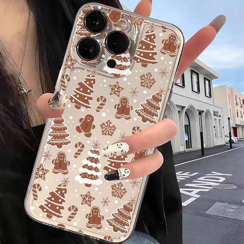 Cute Cartoon Gingerbread Man Pattern Phone Case, Anti-drop Cellphone Protective Case, Total Protective Shockproof Mobile Phone Cover for iPhone 11 12 13 14 15 16 Series