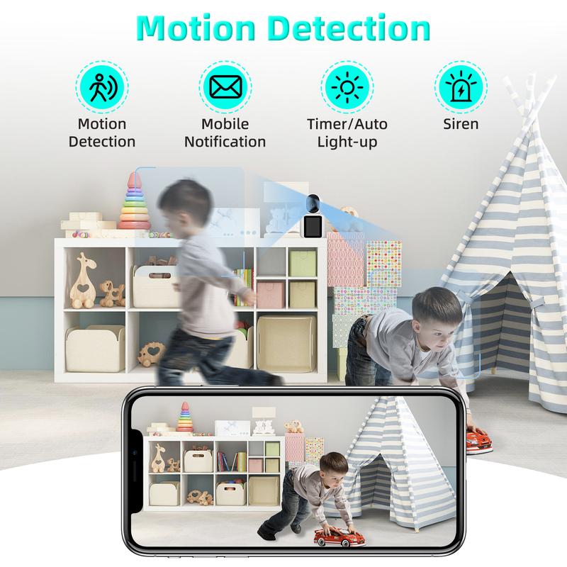 2K Video Call Security Camera Indoor, Nanny Camera Monitor Pet Camera,Two-Way Video,One-Touch Call,360-Degree View WiFi Camera for Home Security, Motion Tracking, IR Night Vision