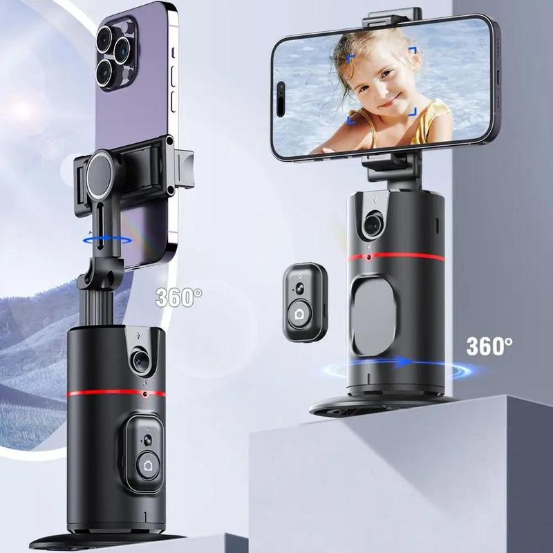 360° Smart AI Face Recognition Gimbal Stabilizer, Remote Control Selfie Stabilizer with LED Light, Selfie Accessories, Stocking Fillers Gift