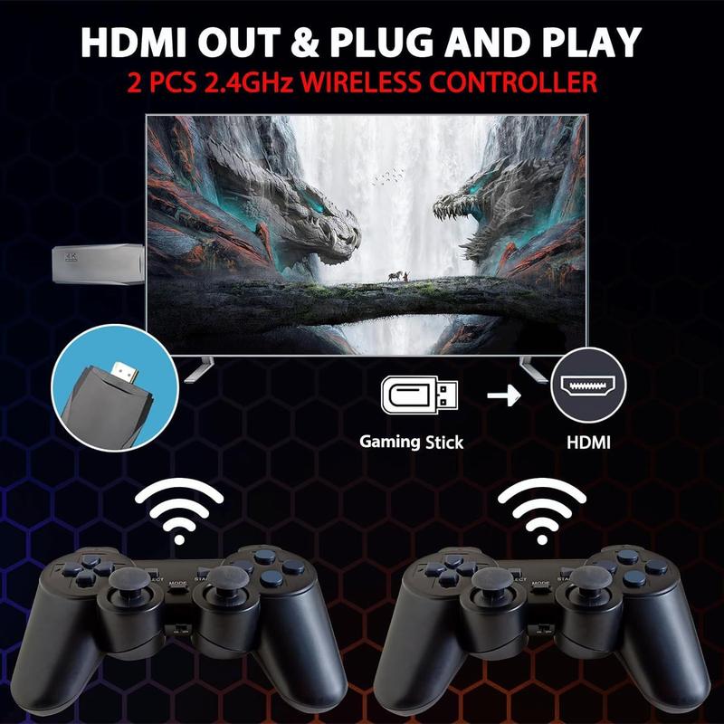 [2500+ sales]M8 PRO console -, 4K HD output, built-in 20000+ gaming 2.4g wireless controller (64G) Cable Hdmi port