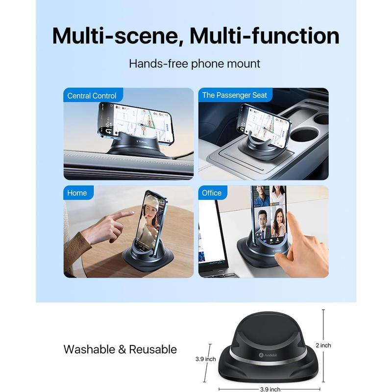 andobil Newest Car Phone Holder Mount, Stable & Silicone Phone Mount for Car, 360°Rotatable Dashboard Cell Phone Holder, Car Phone Stand Compatible with iPhone 16 Pro Max 15 14 13 12, Samsung S24 S23