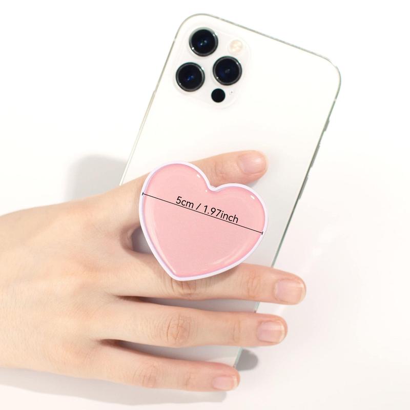 Cute Heart Shaped Phone Back Holder, Foldable Solid Color Heart Shape Phone Grip Kickstand, Phone Accessories for iPhone & Android