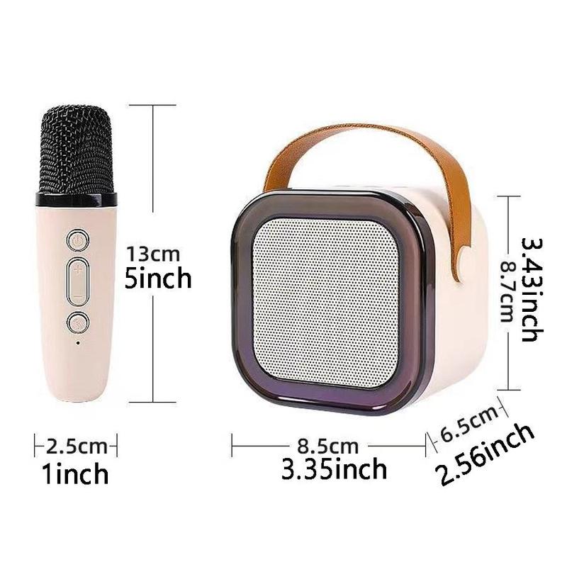 Portable Wireless Karaoke Speaker with Microphone, USB Rechargeable Bluetooth-compatible Speaker with LED Light, Universal Wireless Speaker & Microphone Set for Home & Outdoor