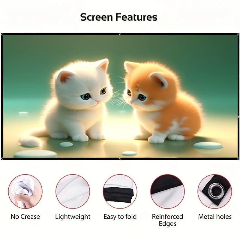 Portable Foldable Projector Screen, 1 Count Washable Projector Screen For Home Office Outdoor, Outdoor HD Projector Movie Screen, Office Accessories