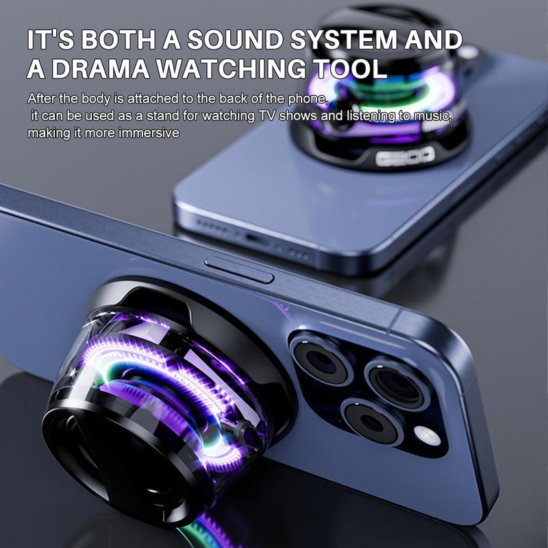 G200 Magnetic Bluetooth Speaker,5W Mini Speakers Wireless with Bluetooth 5.3,RGB Light,Game Mode,7H Playtime,Portable Phone Stand for iPhone,Travel,Golf Cart,Christmas Gift- Black Purple