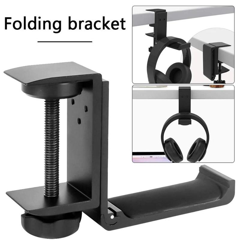 Foldable Earphone Holder, 1 Box Space Saving Aluminum Earphone Holder, Desktop Under Table Earphone Holder, Audio & Video Accessories