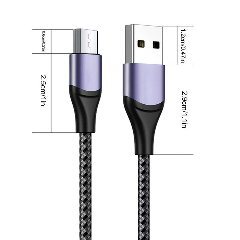 5V 2.4A USB A To Micro Fast Charging Cable, 1 Count Durable Nylon Braided Charger Cord, Phone Accessories Compatible with Galaxy S7 S6 J7 Edge Note 5, MP3 and More