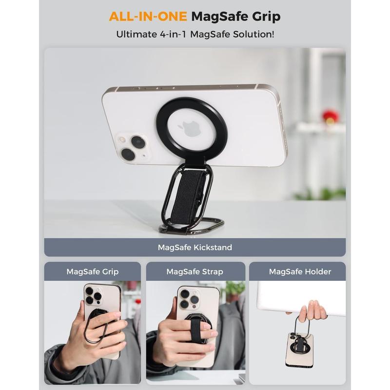 with MagSafe Finger Loop, 4-in-1 Phone Ring Holder Strap for MagSafe iPhoneSeries Adjustable Magnetic