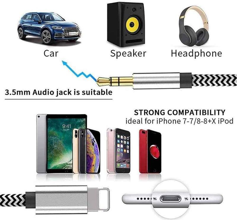 [ MFi Certified] AUX Cord for  14, Lightning to 3.5 mm Headphone Jack Adapter, 3.5mm to Lightning Adapter, Aux Adapter, Headphone Jack Adapter, Compatible for  13 12 11 XS XR X 8P 7P