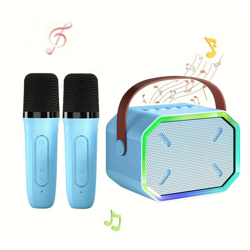 Karaoke Machine,Portable Bluetooth Mini Karaoke Microphone Singing Speaker with 2 Wireless Mic and Light,Toys for All Smartphones,Birthday,Party,Gifts