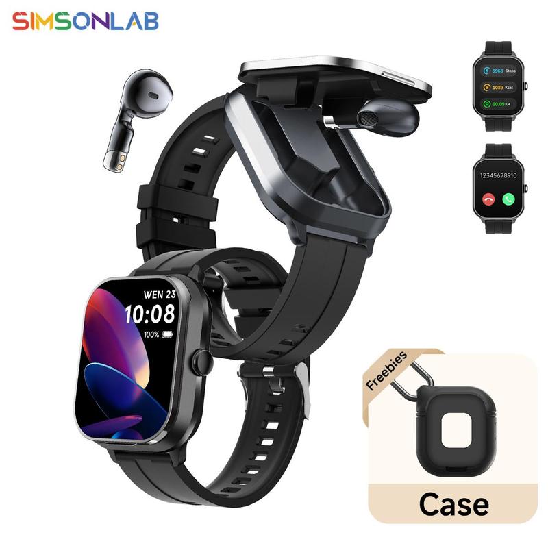 SIMSONLAB 2.01 Inch Smart Android Watch with Silicone Case, Fashionable Wearable Device for Men & Women, Support BT Calling and NFC Function, Multi-sport Modes Fitness Tracker