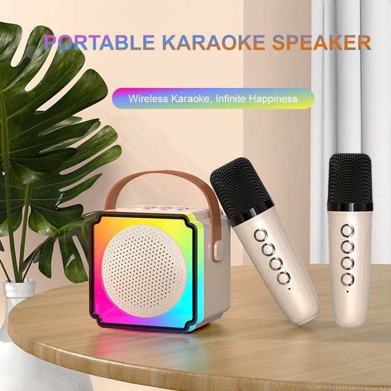 Portable Wireless Microphone Speaker, USB Rechargeable Wireless Microphone Karaoke Speaker, K-song Speaker for Singing, Travel, Birthday Parties, and Family Gatherings