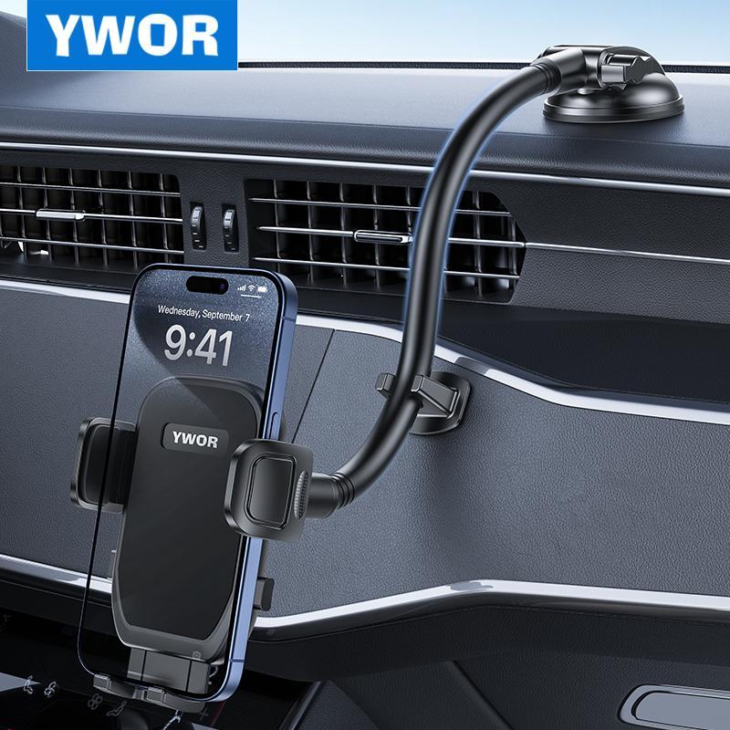 Car Phone Holder for Dashboard Windshield, Long Arm Car Phone Holder Mount, Strong Suction Cup Anti-shake Holder Compatible for iPhone Samsung