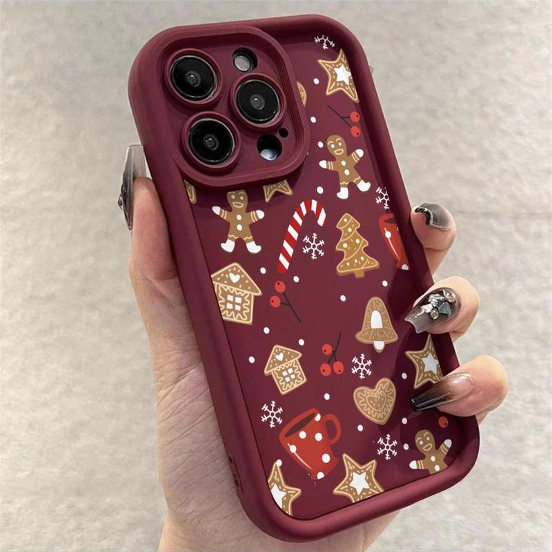 Cute Christmas Themed Pattern Soft TPU Phone Case, Shockproof Phone Protective Cover, Phone Accessory Compatible with iPhone 11 12 13 14 15 16 Pro Max