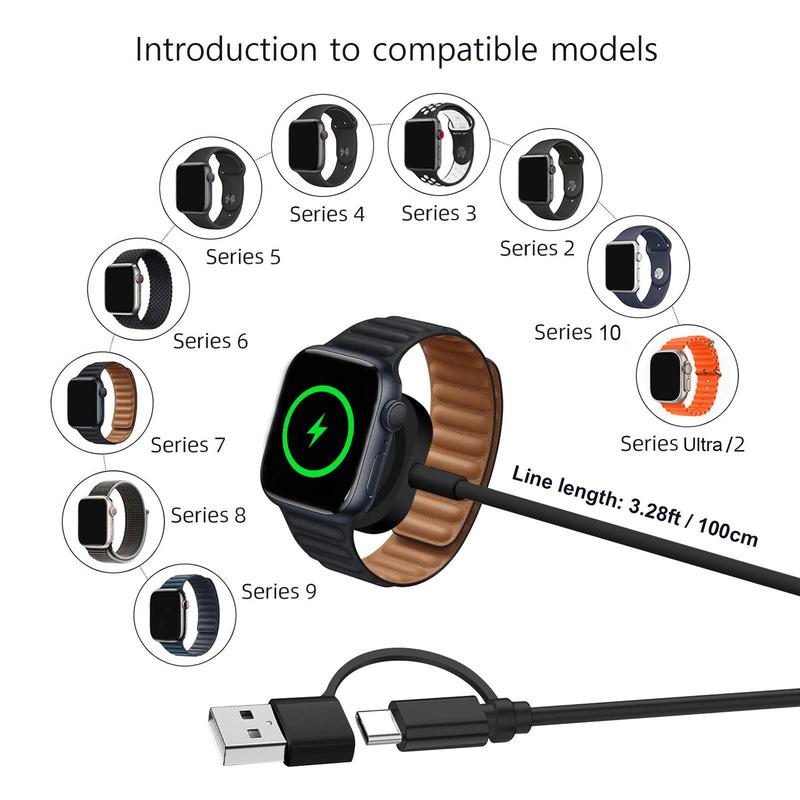 USB C Watch Charger, 3.28ft Watch Charging Cable, Watch Charging Data Cable, Watch Charging Accessories for Apple Watch