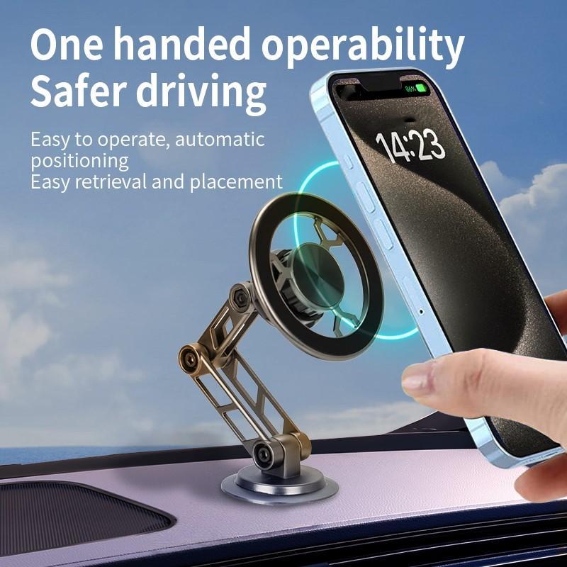 Magnetic Car Phone Holder, 360° Adjustable Magnetic Foldable Car Phone Stand, Universal Car Interior Accessories for iPhone 14 13 12 15Pro Max