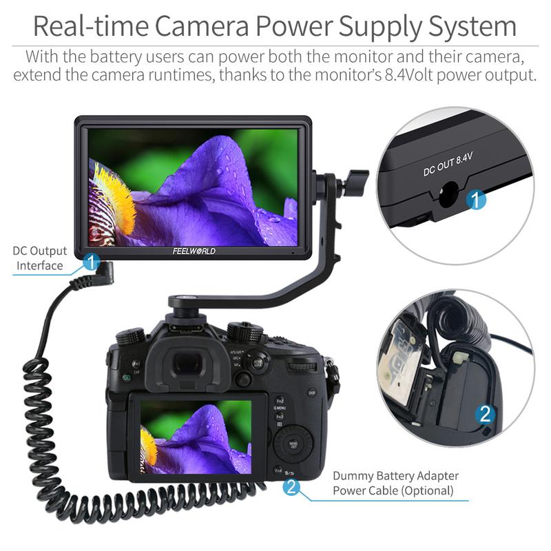 FEELWORLD S55 5.5 inch Camera DSLR Field Monitor Small Full HD 1920x1152 IPS LUT Video Peaking Focus Assist with 4K HDMI 8.4V DC Input Output Include Tilt Arm