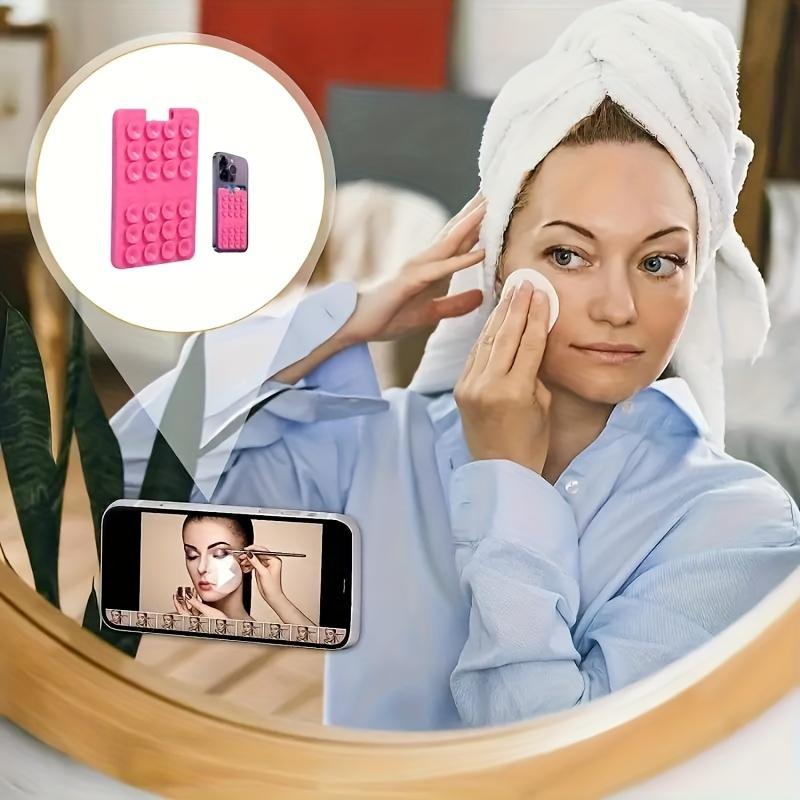 4 Pcs Silicone Suction Cup Phone Case Card Holder - Hands-Free, Sturdy Grip Holder, Suitable for Storing Bus Passes, ID Cards, Selfies - Secure Phone Grip Mount for Shower Window mirror