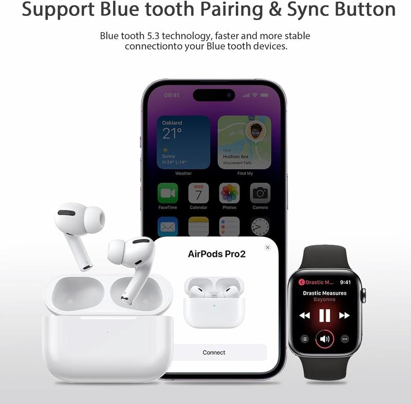 Wireless Charging Box for AirPods Pro, Replacement Case with Bluetooth Pairing Button for 1st & 2nd Generation