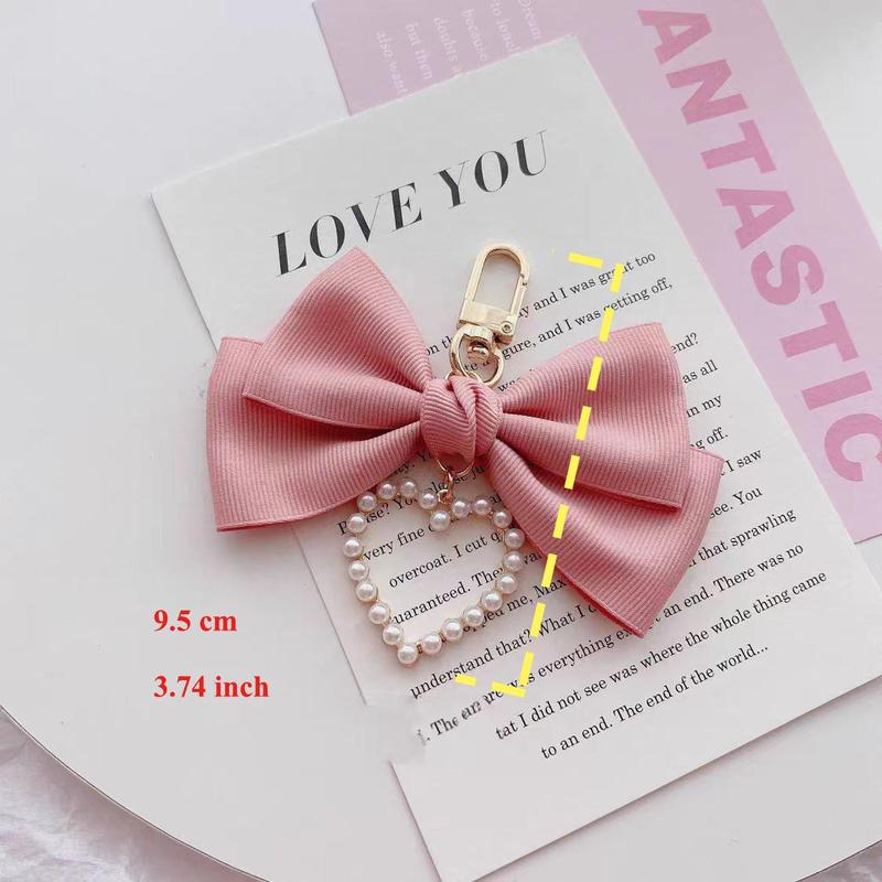 Cute Bowknot Design Phone Chain, Fashionable Phone Lanyard for Women & Girls, Phone Decoration Accessories for Phone Case Pearl Pink Bow