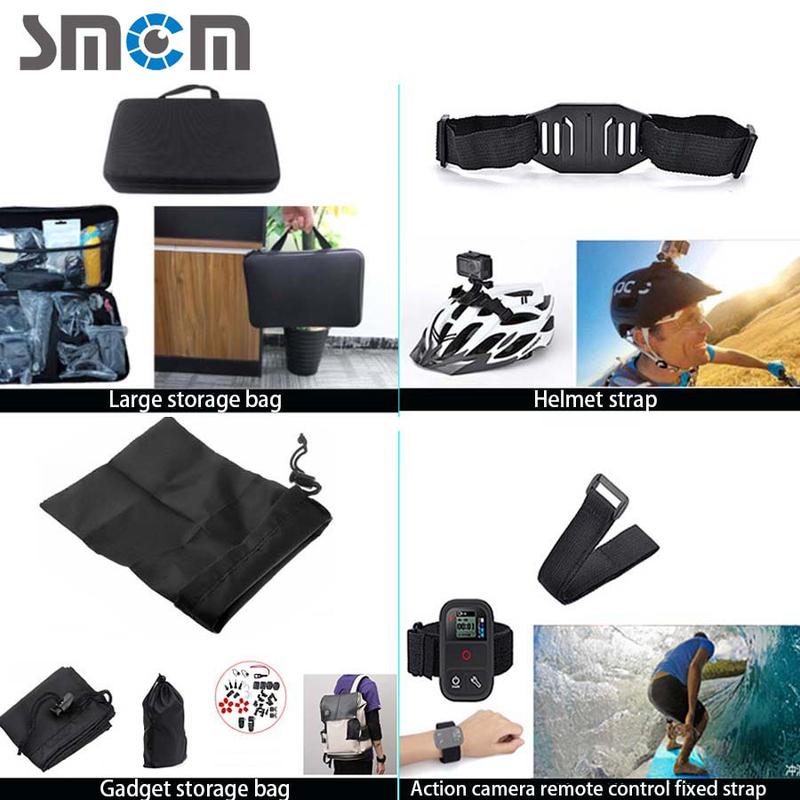 SMCM 58-in-1 Action Camera Accessories, 58pcs set Headband & Chest Strap & Wrist Strap & Selfie Stick & Car Stand & Buoyancy Stick & Other Accessories