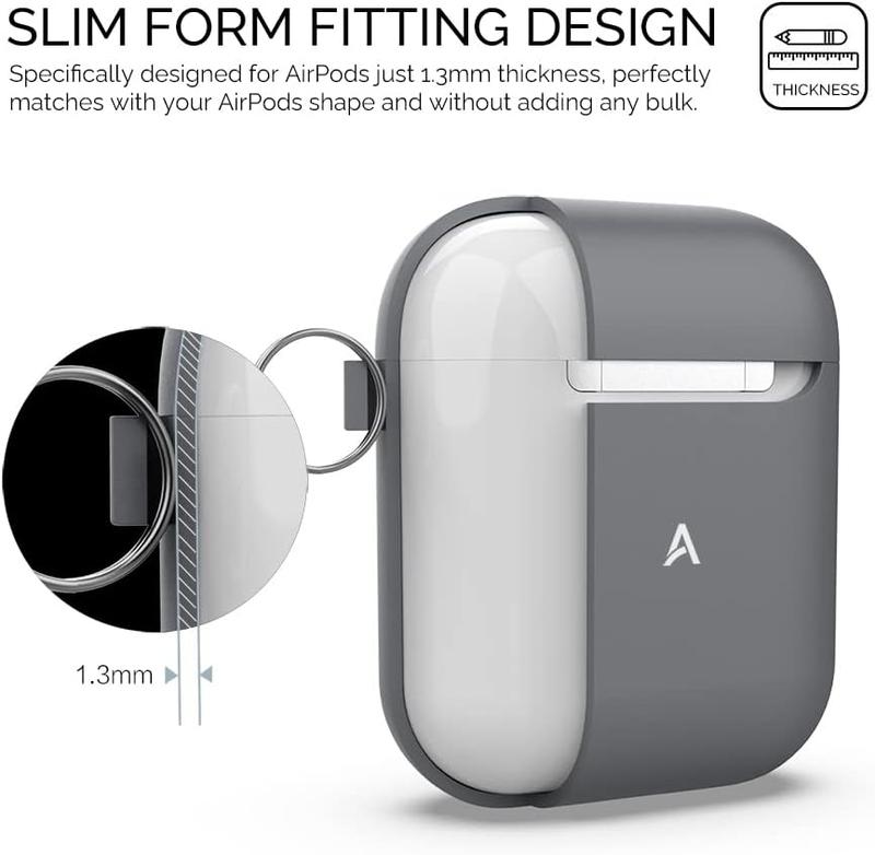 AirPods Case Cover (2019) Soft  AirPods Protective  Full  Shockproof Covers for  AirPods 2nd Generation & 1st Generation (Dark Grey)