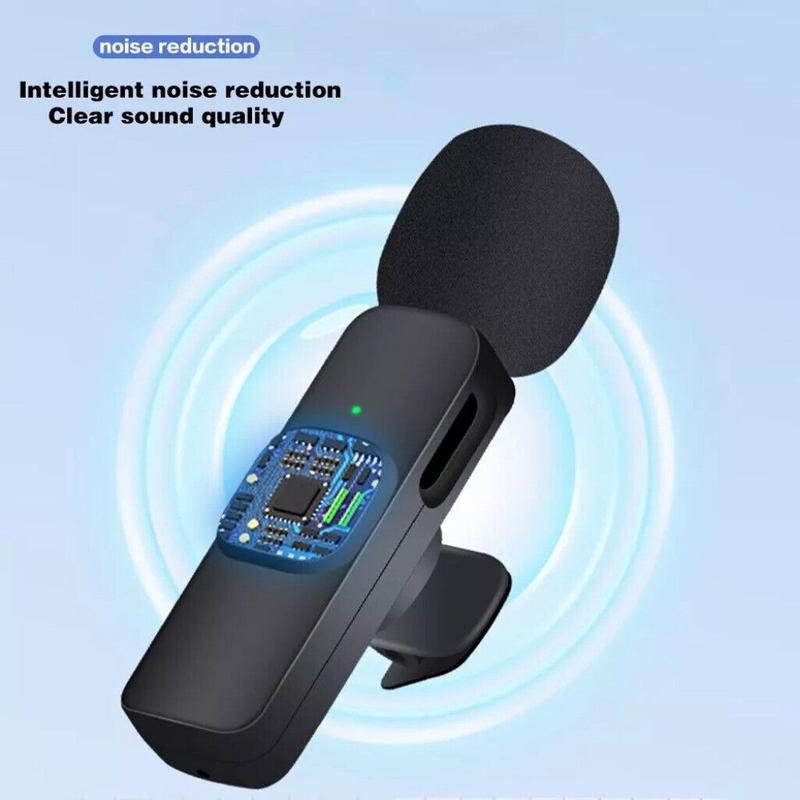 Lavalier Microphone Wireless Audio Video Recording Mini Mic for Android iPhone  Stereo Portable