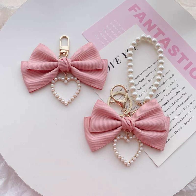 Cute Bowknot Design Phone Chain, Fashionable Phone Lanyard for Women & Girls, Phone Decoration Accessories for Phone Case Pearl Pink Bow