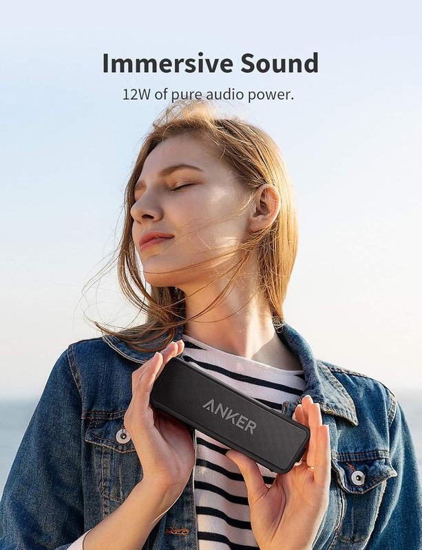 Anker Soundcore 2 Portable Bluetooth Speaker with 12W Stereo Sound, Bluetooth 5, Bassup, IPX7 Waterproof, 24-Hour Playtime, Wireless Stereo Pairing, Speaker for Home, Outdoors, Travel