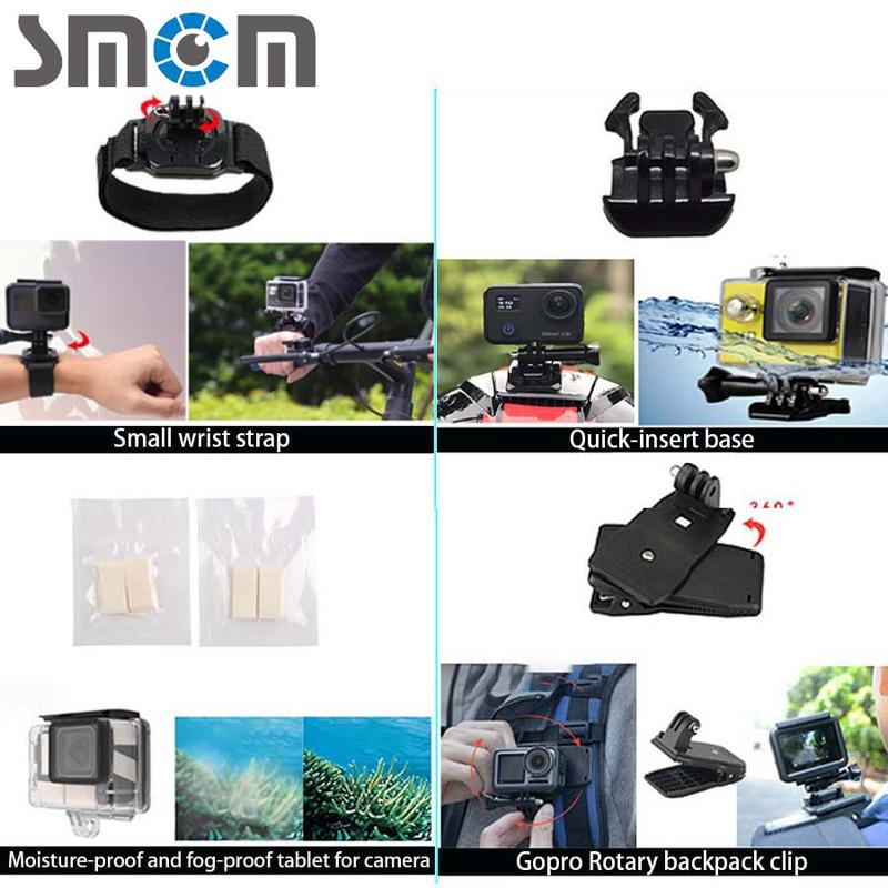 SMCM 58-in-1 Action Camera Accessories, 58pcs set Headband & Chest Strap & Wrist Strap & Selfie Stick & Car Stand & Buoyancy Stick & Other Accessories