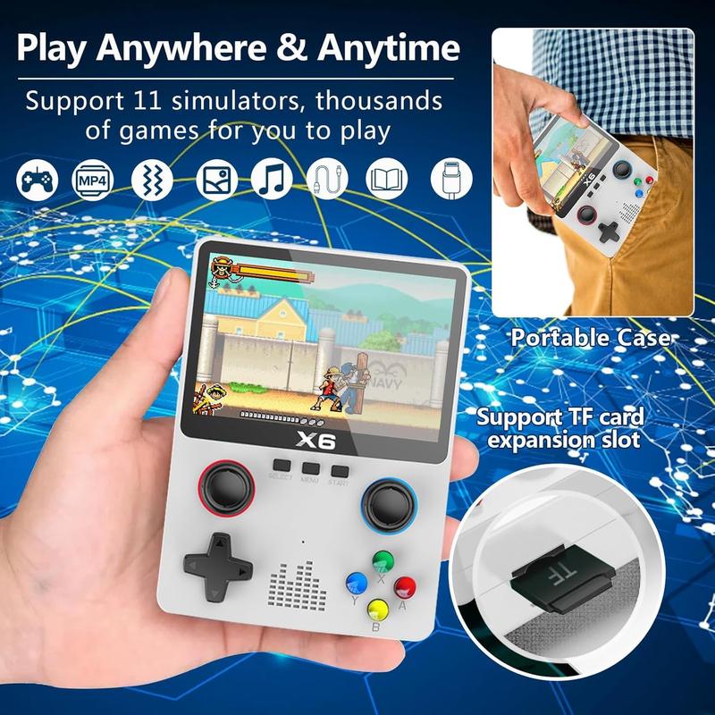 X6 Game Console, X6 Handheld Game Console, X6 Retro Game Console 10000+ Games, 3.5 Inch Screen Mini Retro Game Console, Dual 3D Joystick, Game Console X6 Supports 2 Player , Tv Output (Double - Green)