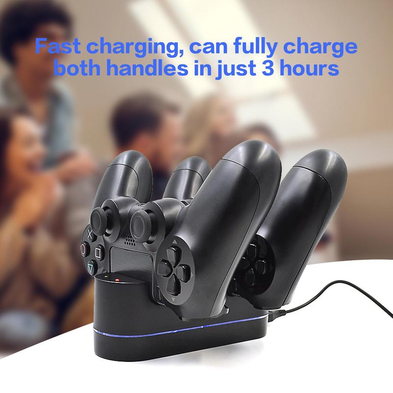 Dual Port Gaming Controller Charging Base for PS4 Controllers, Gaming Controller Charger Station Dock, Gaming Controller Charging Adapter for PS4 Controller