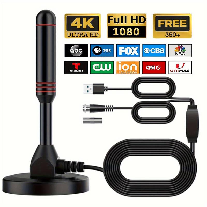 TV Antenna, 18FT Coaxial Cable, Digital TV Indoor Antenna, 360-Degree Reception & Amplifier Signal Booster HD TV Antenna for Fire TV Stick