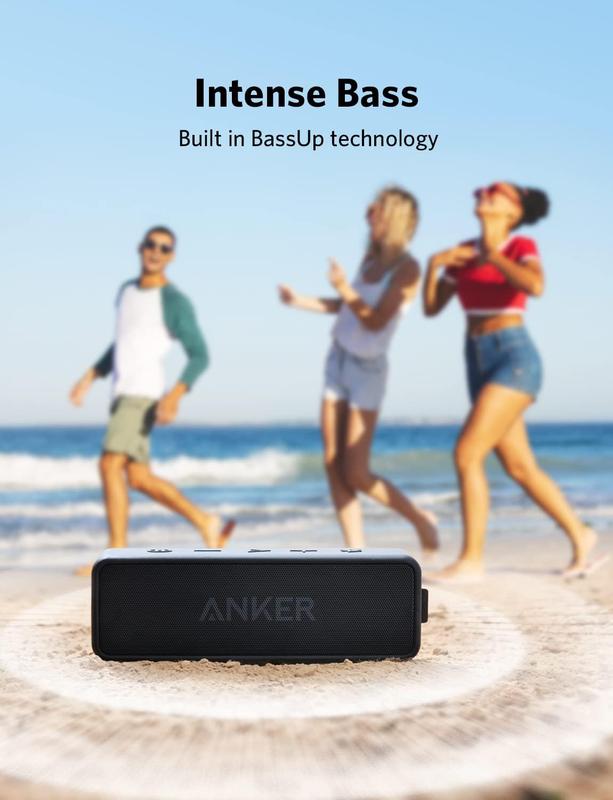 Anker Soundcore 2 Portable Bluetooth Speaker with 12W Stereo Sound, Bluetooth 5, Bassup, IPX7 Waterproof, 24-Hour Playtime, Wireless Stereo Pairing, Speaker for Home, Outdoors, Travel