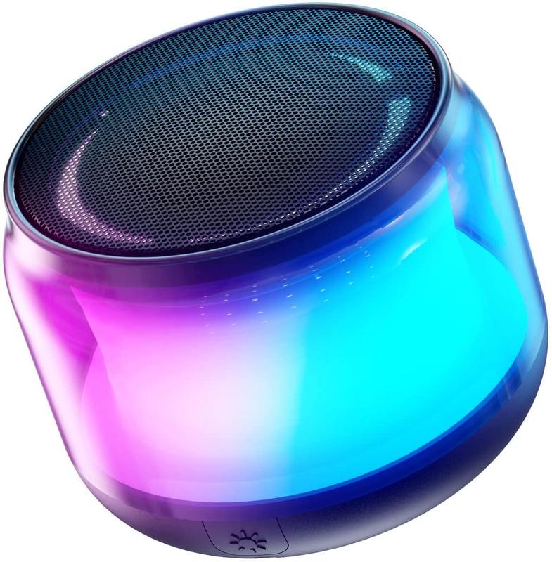 Portable Bluetooth Speakers with Colorful Lights, Loud Sound, Small Bluetooth Speaker with Wireless Stereo Pairing, Mini Gifts for Kids, Teen, Girls, Boys, Women