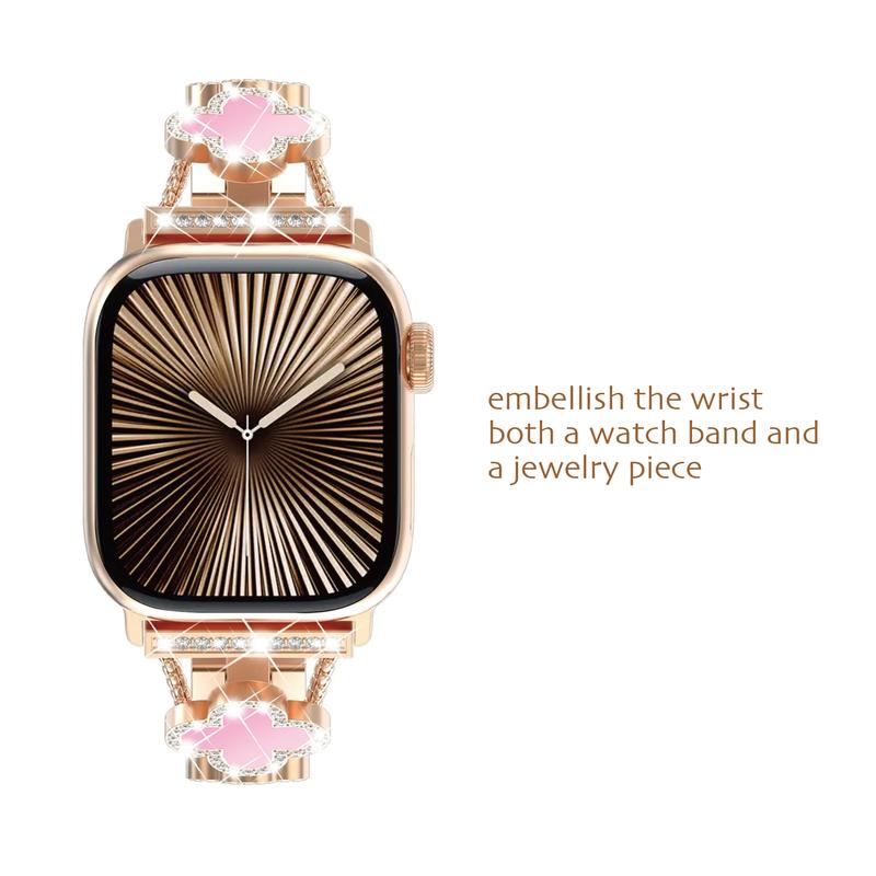 Casing Bee Blossom Radiance Stainless Steel Watch Band for Apple Watch, Bracelet Wristband Compatible with iWatch Series Wearable Luxury