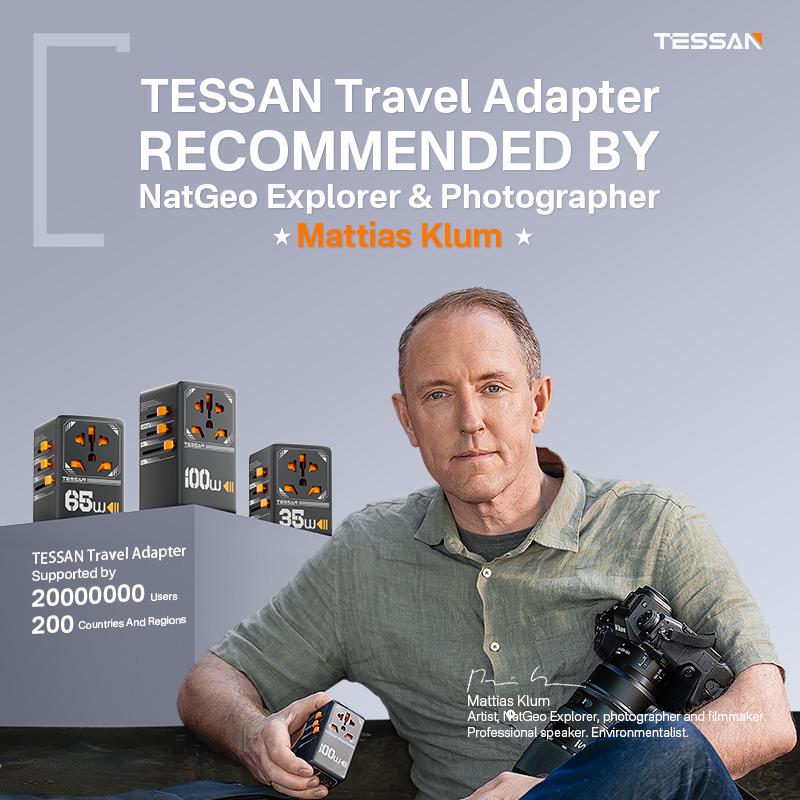 TESSAN Universal Travel Adapter 35W 65W 100W GaN, International Plug with 4 USB(2 USB C) Ports for US to European EU UK AUS Ireland(Type C G A I)