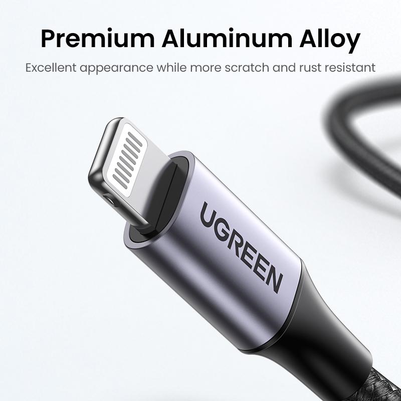 UGREEN USB C to Lightning Cable. MFi Certified. Charging & Data Cable. Compatible with iPhone 14 14 Pro 14 Pro Max, 13 12 11 X XR XS 8 Series, iPad 9, AirPods Pro & More. Ideal for Back to School. Connector for Multiple Devices.