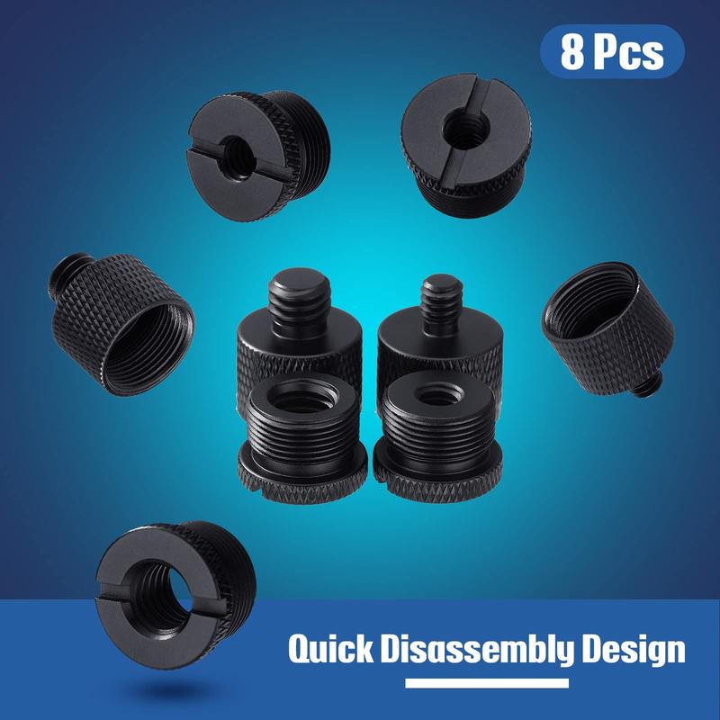 8 Pieces Mic Stand Adapter Mic Thread Adapter Set, 5 8 Female to 3 8 Male and 3 8 Female to 5 8 Male, 5 8 Female to 1 4 Male and 1 4 Female to 5 8 Male Screw Adapter Thread for Microphone