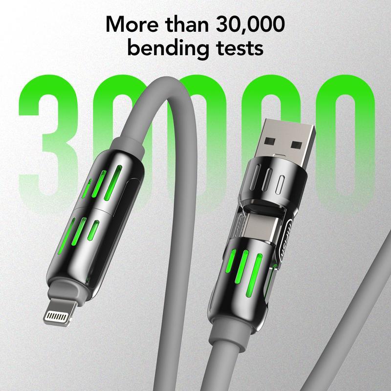 PQRQP 240W 4-in-1 MultiUSBCharging Cable with USB A,TypeC,Lightning port,MAX Fast Charging&Data Sync for iPhone 16 15,iPadPro,Samsung & Laptops