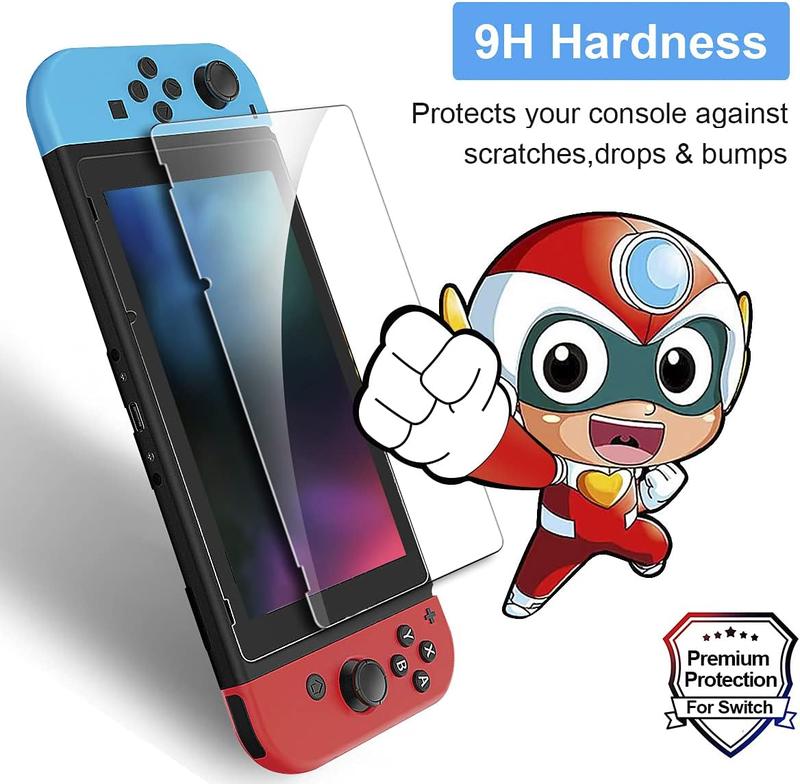 Clear Case for Nintendo Switch OLED with HD Screen Protectors,All-around Protection,Transparent Case and HD Clear Anti-Scratch Screen Protector Compatible Switch 6.2'' OLED  7'',Tempered Switch Accessories Bundle Console Cover